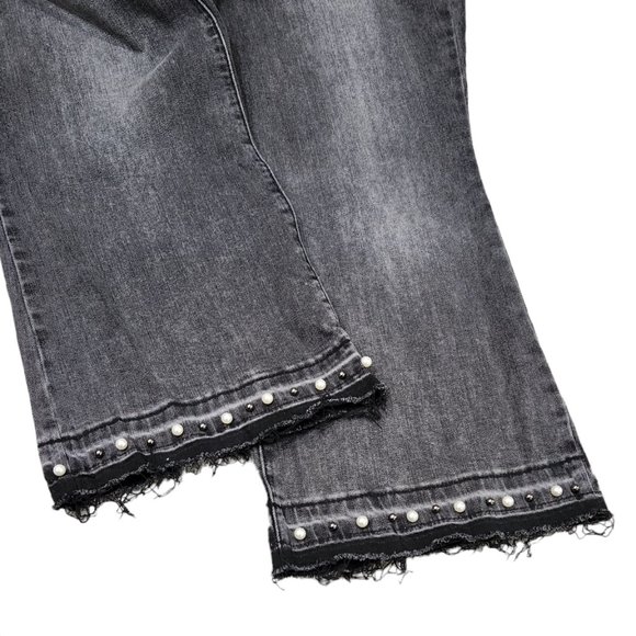 Lane Bryant Mid Rise Super Stretch Kick Boot Embellished Raw Ham Jeans 22 - Picture 4 of 8